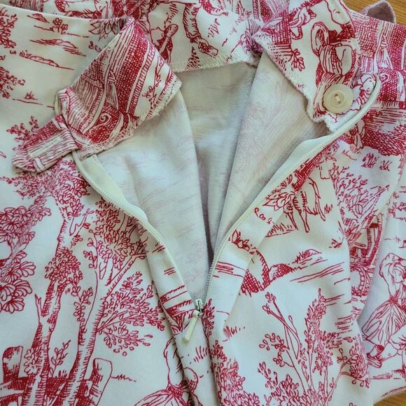 Vintage White Stag size 12 red & white prarie print graphic unique rare quirky - Picture 6 of 10